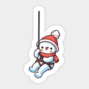 Cute snowman Abseiling Sticker